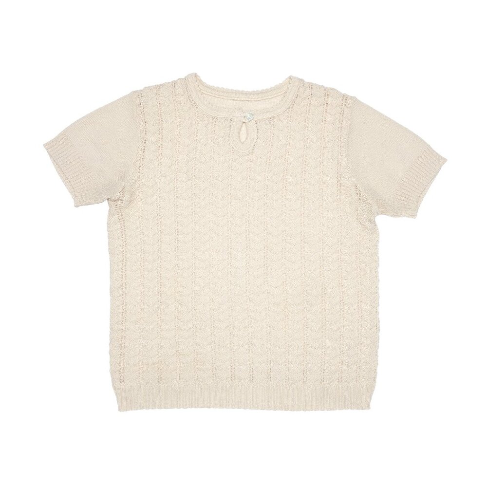 Sundazed (Austria) Edwardian Open Lacework Scalloped Rib Keyhole T Sweater : M